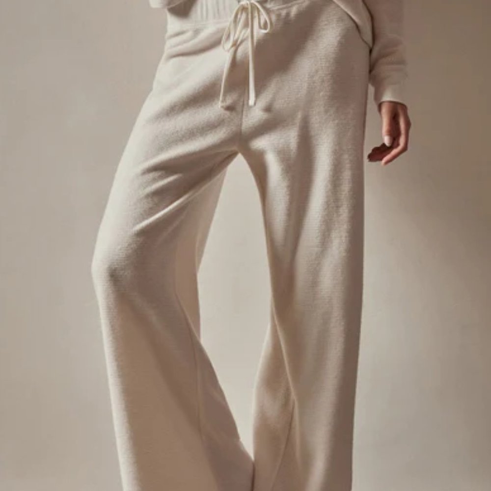 James Perse cream cashmere cotton drawstring lounge pants 3 L